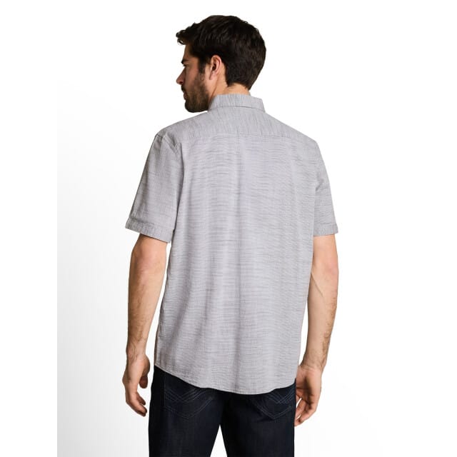 Tom Tailor - Regular fit katoenen overhemd met korte mouwen - Maat L - leaf green horizontal stripe