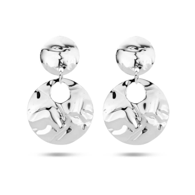 Zilver Gerhodineerd Oorhangers Gehamerd 1337244