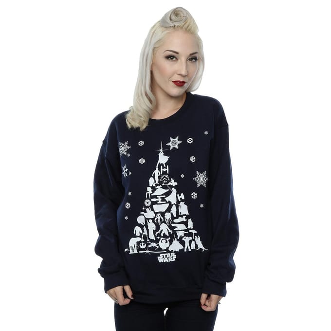 Star Wars Dames/Dames Kerstboom Sweatshirt (Deep Navy)