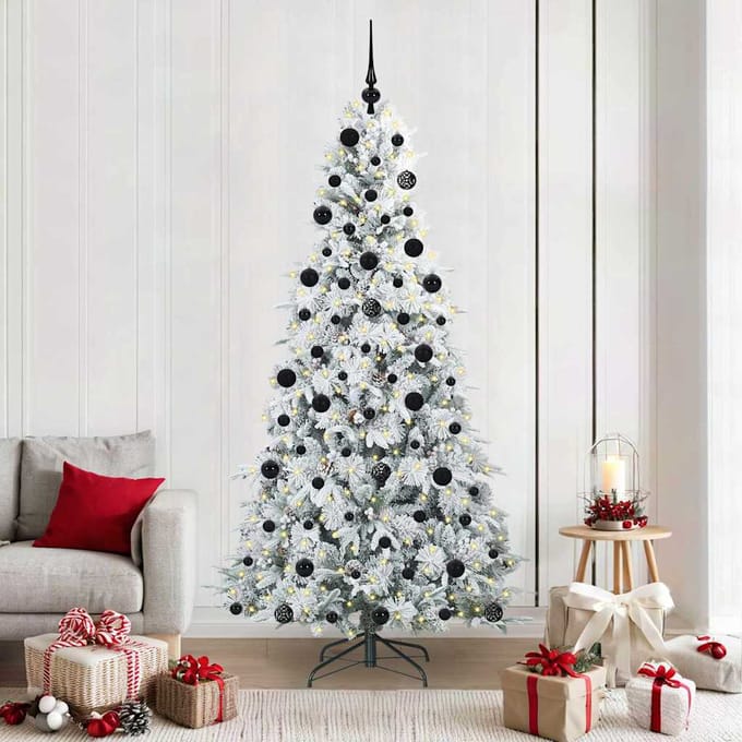 vidaXL - Kunstmatige - Hinged - Kerstboom - met - 300 - LED - Wit - 210 - cm - PE - en - PVC
