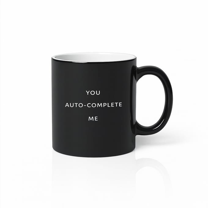 Zwarte Magic Mug “You Auto-Complete Me” – Grappige Nerd Liefde Keramische Koffiemok 330 ml – Romantisch Cadeau