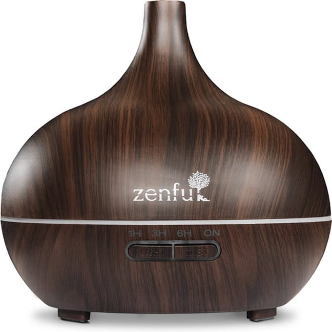 Zenful Dewdrop - Aroma Diffuser - Geurdiffuser - Luchtbevochtiger - Geurverspreider - Aromatherapie - 400ml - Donker Hout - Zwart