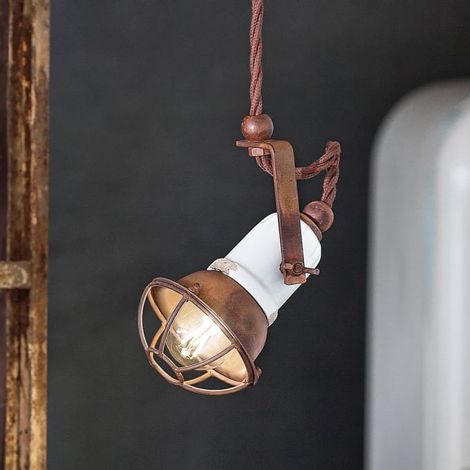 Ferroluce Hanglamp C1660/1 met kooi, wit