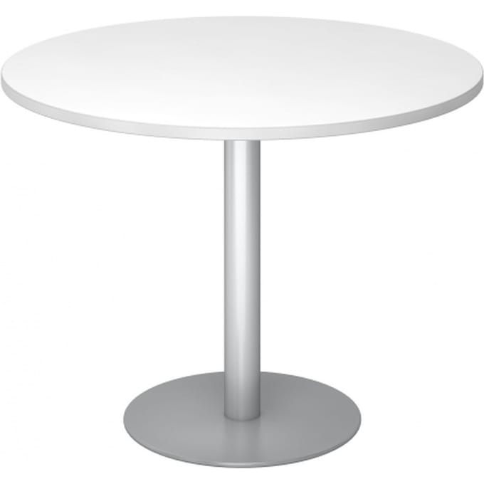 BISTRO F100R S - Systeem conferentietafel Wit Zilver Ø 100