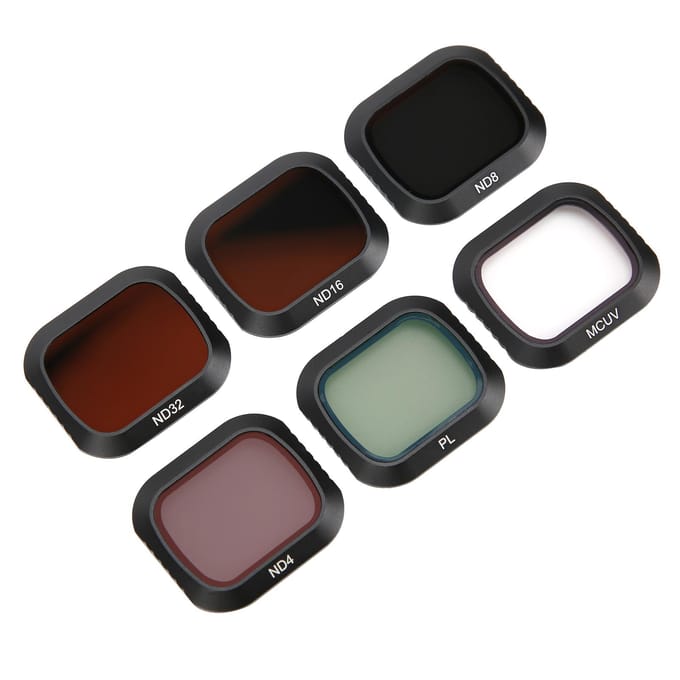 Junestar 6-in-1 UV CPL ND4 ND8 ND16 ND32 Lensfilter Polarisator voor DJI MAVIC 2 Pro black