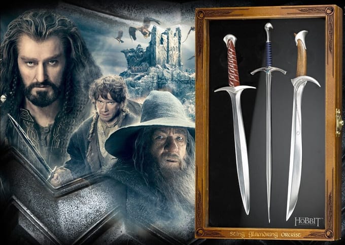 Set van drie briefopeners (Sting, Glamdring, Orcrist)