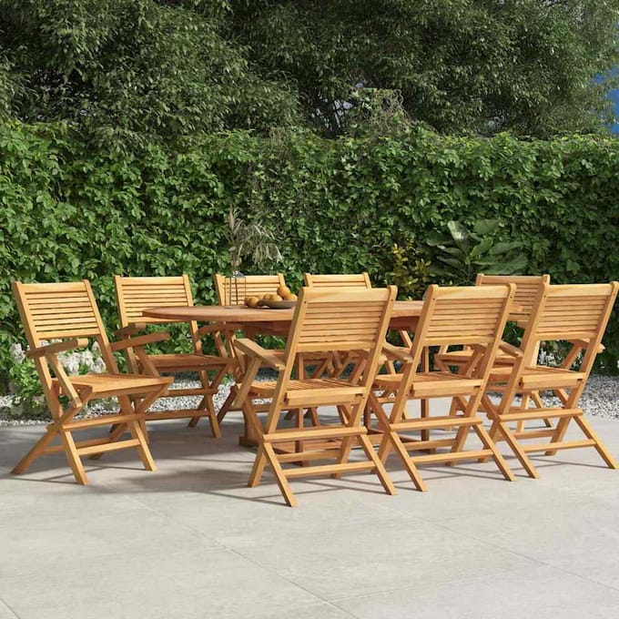 vidaXL - Opklapbare - stoelen, - 8 - stuks, - 55x62x90 - cm, - massief - teakhout
