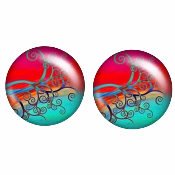 Clip Oorbellen-Tree-2 cm-Rood-Blauw