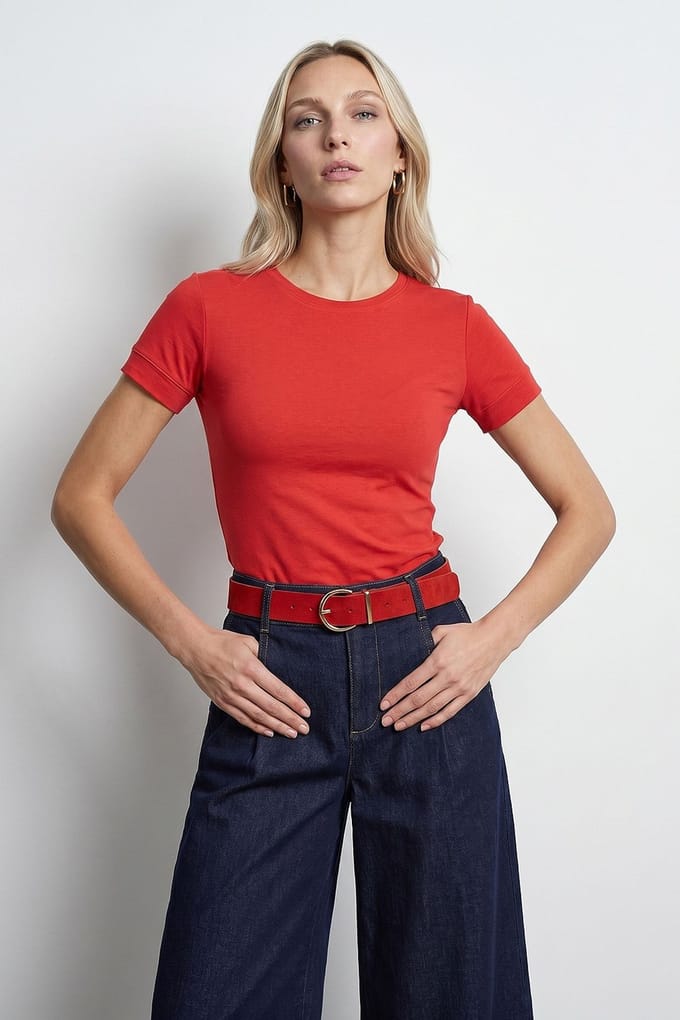 Dames Slim Fit Crew Neck T-Shirt