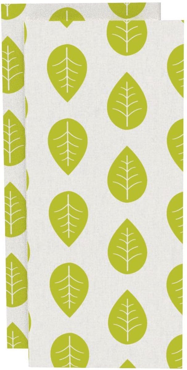 Bee's Wax - Eco Friendly Vaatdoek Set van 2 Stuks Leaves - Bamboe - Groen -