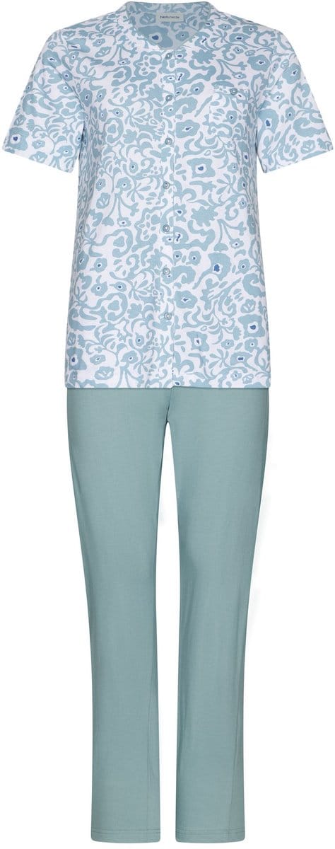 Pastunette - Pyjama - Stone Blue - Katoen - Blauw/Wit - Maat 52