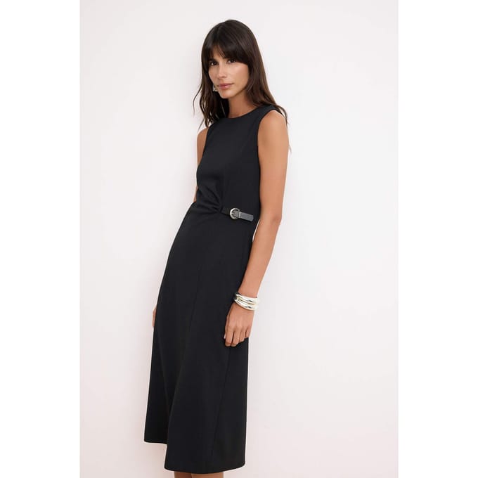 Platte mouwloze midi-jurk voor dames