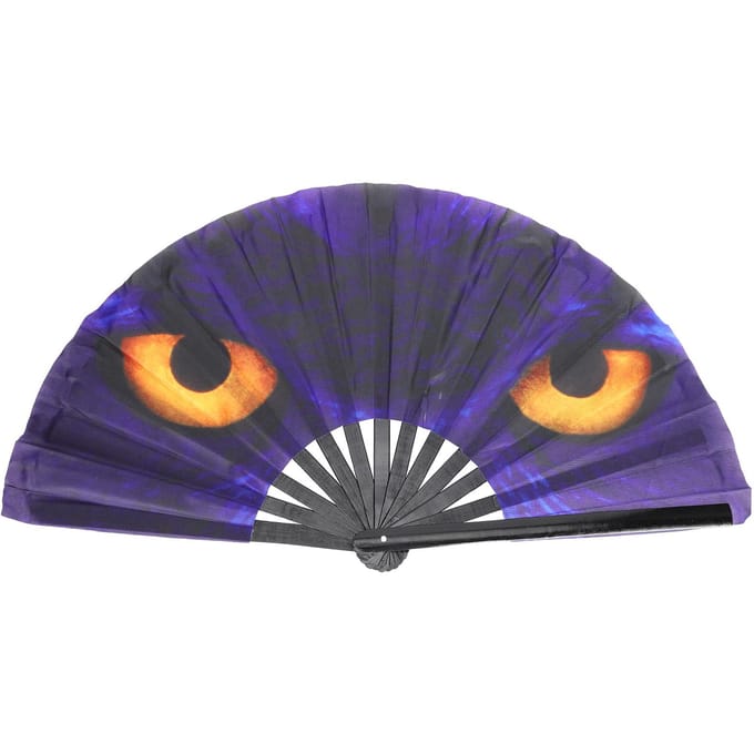 Uil Oog Kung Fu Ventilator Bamboe Vouwbare Handventilator voor Halloween Kerst Decoratie Cadeau blue