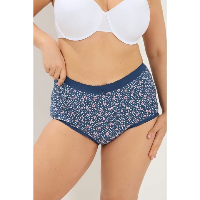 Yours Yourset 5Pack Marineblauwe Maxislips Met Kleine Bloemenprintsize 46-48