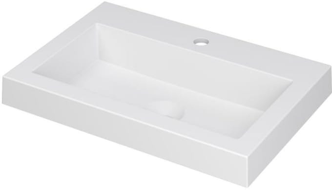 INK Dock Wastafel Polystone met 1 Kraangat - 600x400x60 mm - Mat Wit