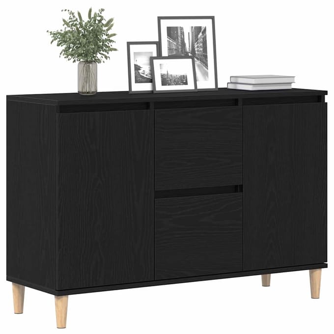 vidaXL - Dressoir - Zwart - 102 - x - 35 - x - 60 - cm - Bewerkt - hout