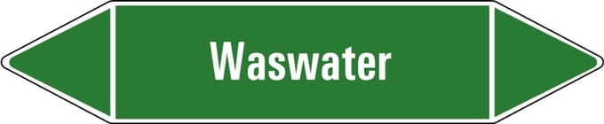Waswater leidingmarkering op vel 126 x 26 mm - 5 per vel