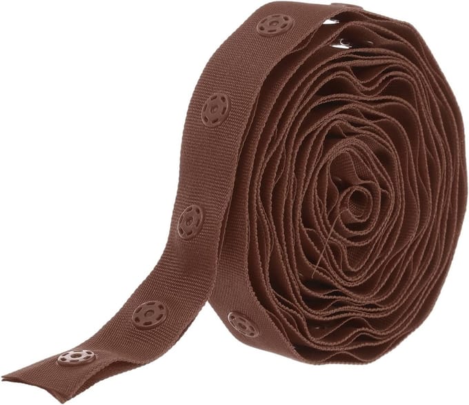 2 Yard Plastic Button Snap Tape voor Kleding, DIY Projecten en Naaien - Donkerbruin/18mm