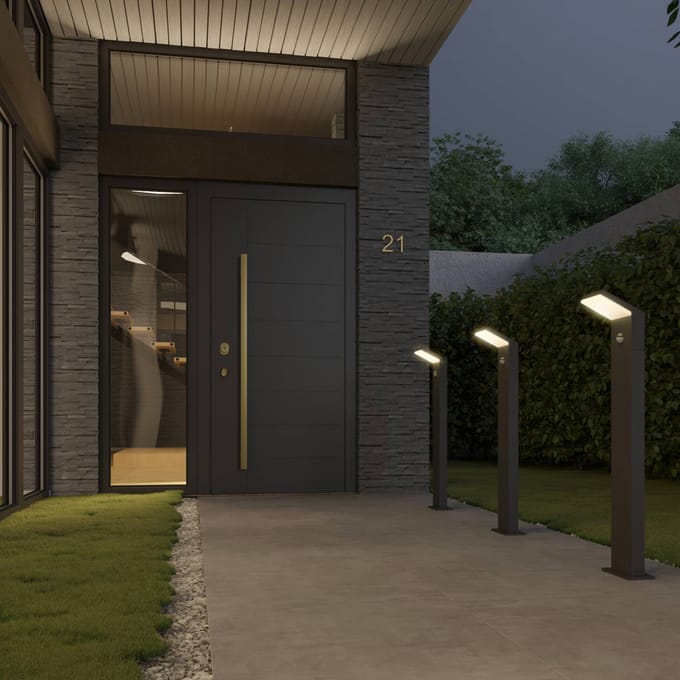 Arcchio - Padverlichting, zuillampen - 1licht - aluminium, polycarbonaat - H: 100 cm - donkergrijs, wit - Inclusief lichtbron