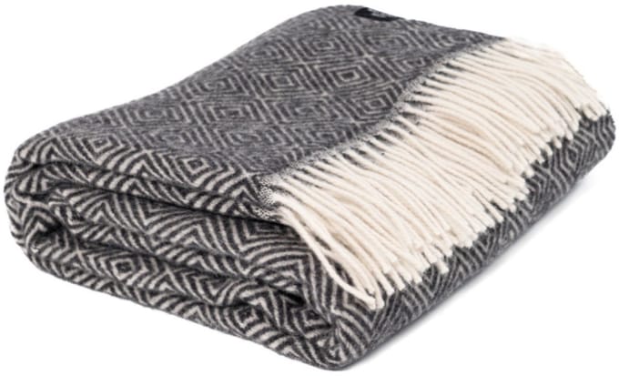 WOOOL Plaid - Diamond (Antraciet) - 140x200cm - 100% Wol