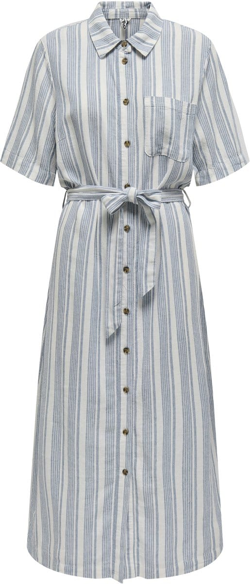 ONLY - ONLCARO S/S LINEN BL BELT DRESS CC PNT - Dames - Maxi jurken