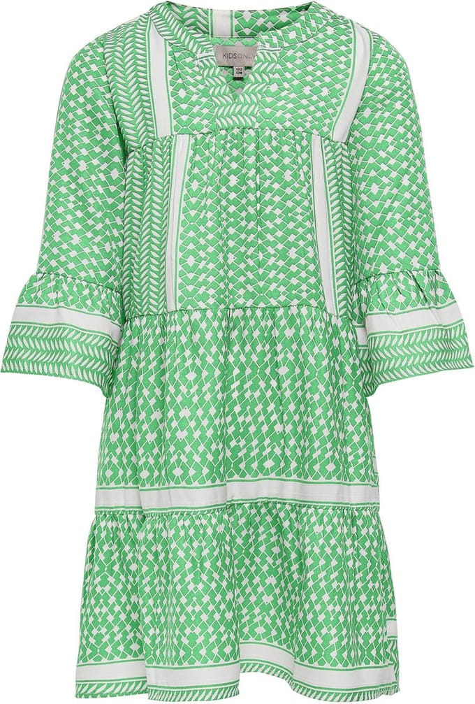 ONLY KOGALBERTE 3/4 DRESS PTM Meisjes Jurk - Cloud DancerAOP:Spring Bouquet - Maat 128