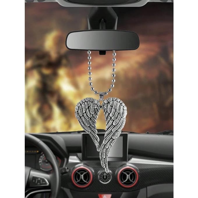 1 stuks Vleugelontwerp Zinklegering Auto Hangend Ornament one-size zilver