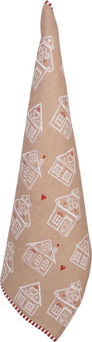 Clayre & Eef Theedoek 50x70 cm Bruin Katoen Gingerbread house