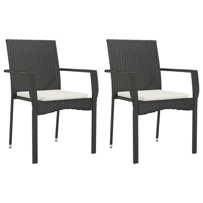 vidaXL - 7-delige - Tuinset - met - kussens - poly - rattan - zwart