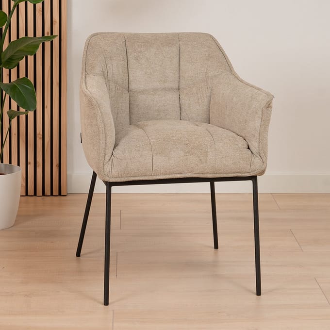 Bronx71® Scandinavische eetkamerstoel Jens taupe - stoel