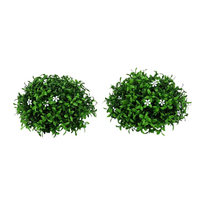 Kunstmatige Eucalyptus Gras Hangende Bal 22cm PE Groen Binnen Buiten Decor Simulatie Witte Bloemen Planten Bal voor black