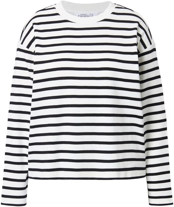 Studio Untold - Dames - Sweatshirt extra oversized gestreept - Off-white - Maat 54+