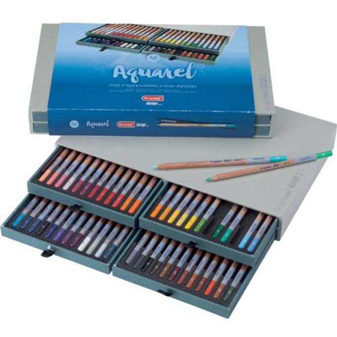 Kleurpotloden Bruynzeel Design met luxe bewaardoos aquarel ass 48st