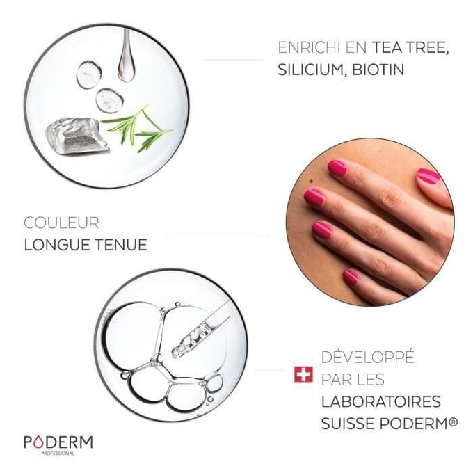 Nagellak - PODERM - Nr. 599 Framboos - Verrijkt met Tea Tree - Antischimmel - 8 ml roze