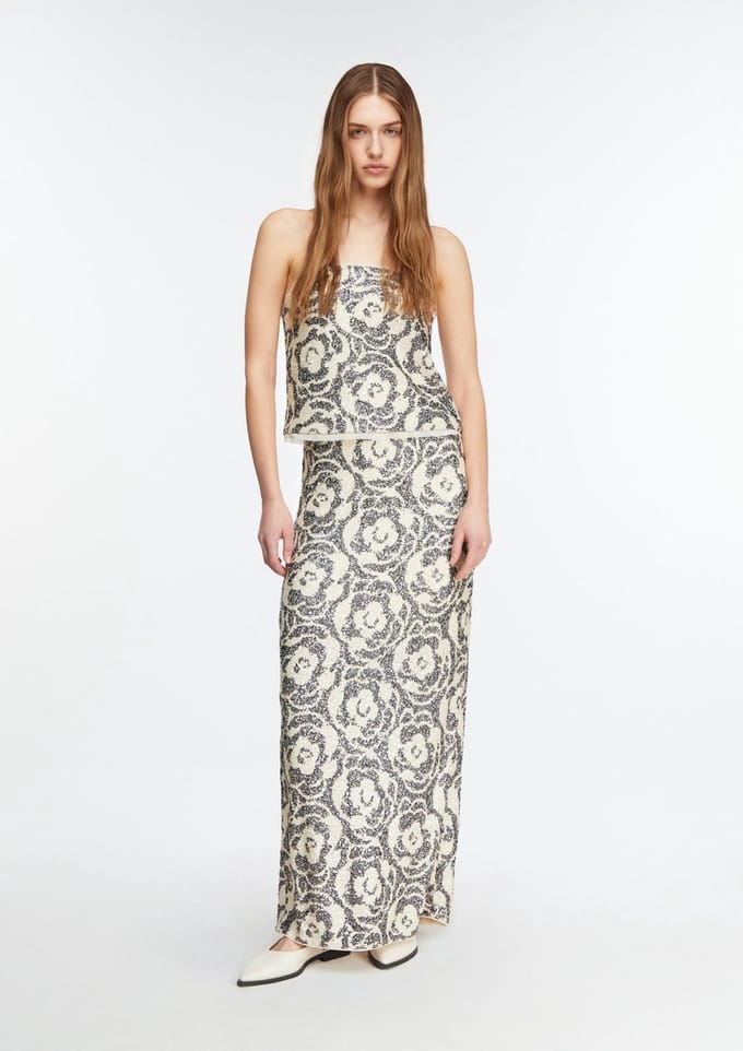 Glinsterende lange paillettenrok met elastische taille voor vrouwen COMMA