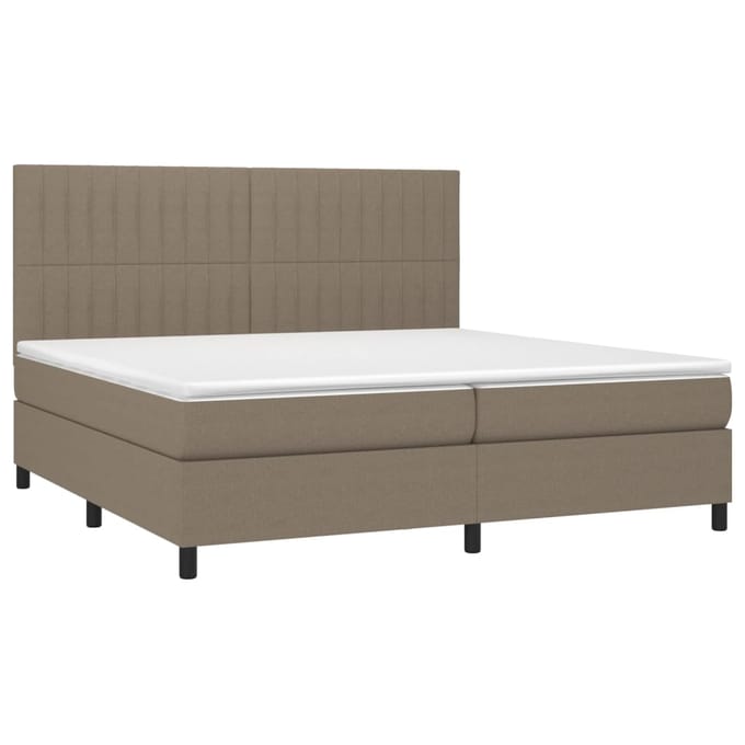 vidaXL - Boxspring - met - matras - en - LED - stof - taupe - 200x200 - cm