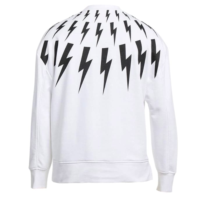 Neil Barrett Fair Isle Thunderbolt oversized wit sweatshirt