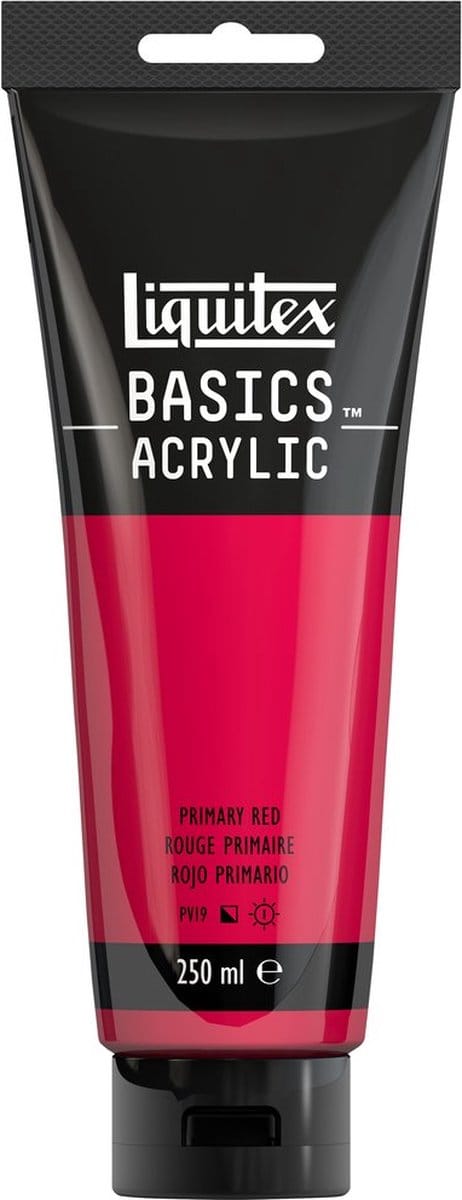 Liquitex 88700236 Basics Acrylverf Primary Red – 250 ml | Kunstenaars Acrylverf | Middelmatige Viscositeit | Lichtechte Kleur voor Schilderen & Canvas