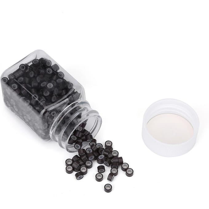 500pcs Aluminium Silicone Perles Tubes Extensions de Cheveux Micro-anneaux Décorations Tressage de Cheveux Black black