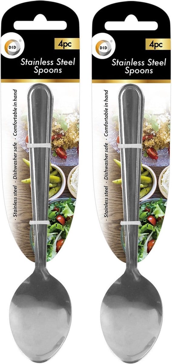 DID diner eetlepels - 8x stuks - van RVS - 19 cm - bestek - dineren - dinerbestek