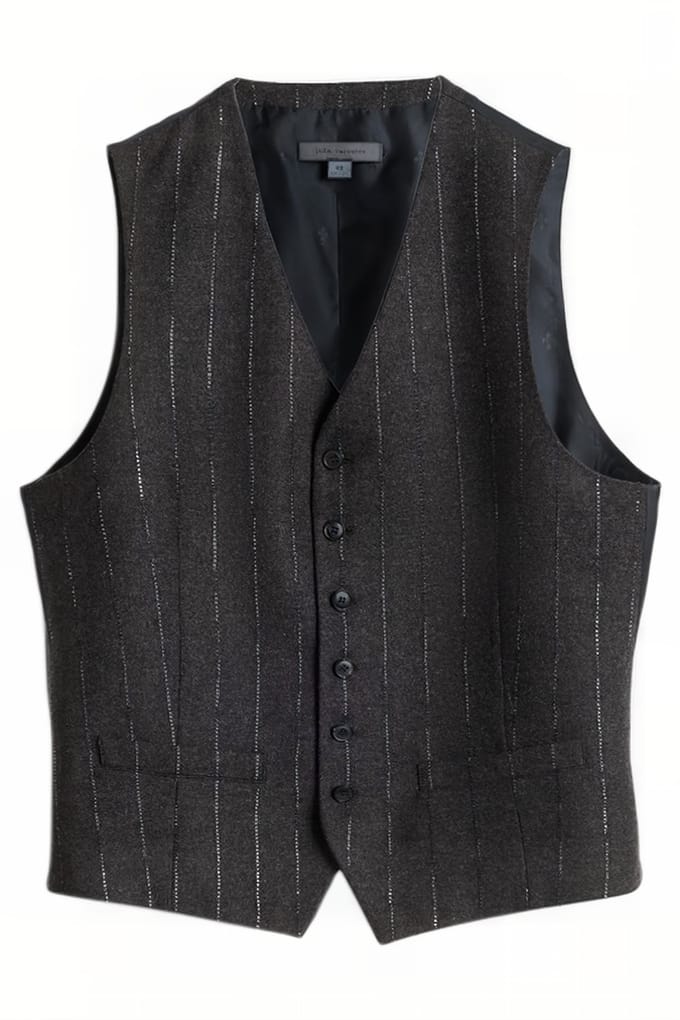John Varvatos Button Front Vest With Front Body Darts Espresso Maat: 48 | Gilets Outlet | Heren | Bruin