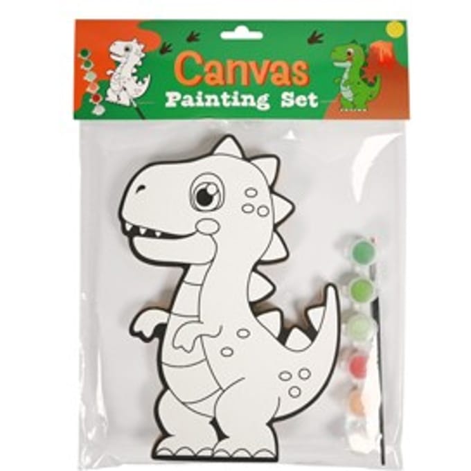 Wins Holland schilderen speelgoedset dino canvas met verf en penseel.