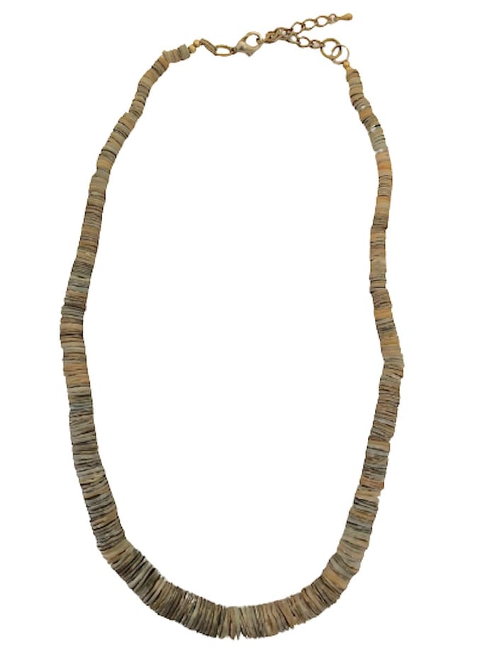 Ketting - Heel veel kleine platte kraaltjes - 54+5 Centimeter, verstelbaar - Beige - Damesdingetjes