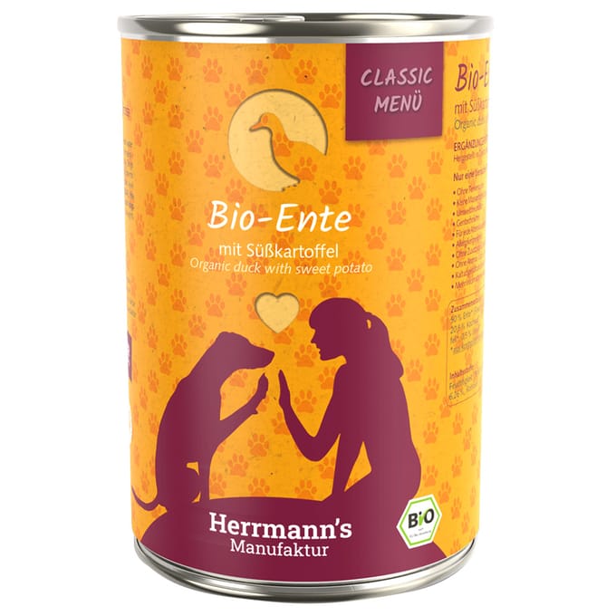 Herrmann's Menu Classic 6 x 400 g - Bio-Eend met Bio-Zoete Aardapelen