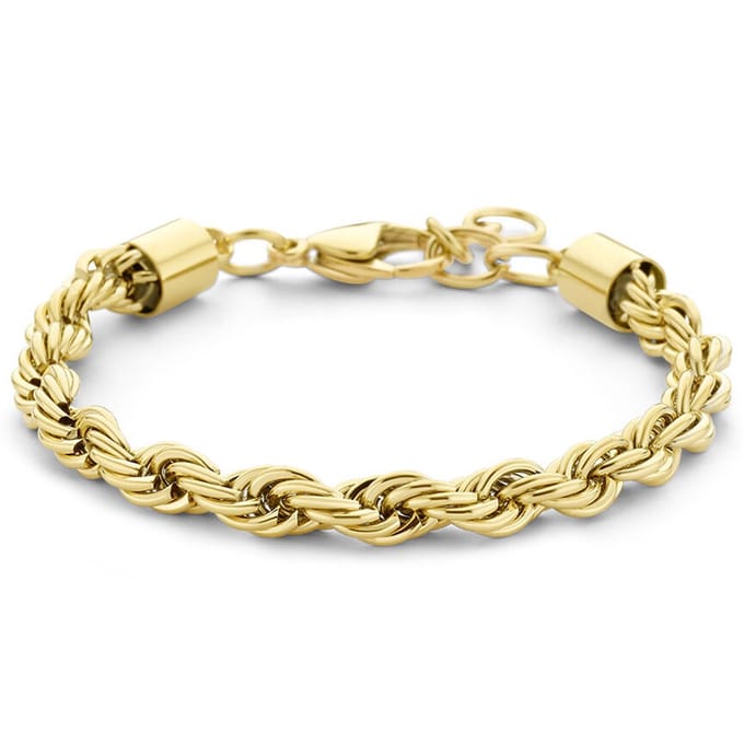 Armband Koordschakel staal goudkleurig 5,7 mm 17-20 cm.