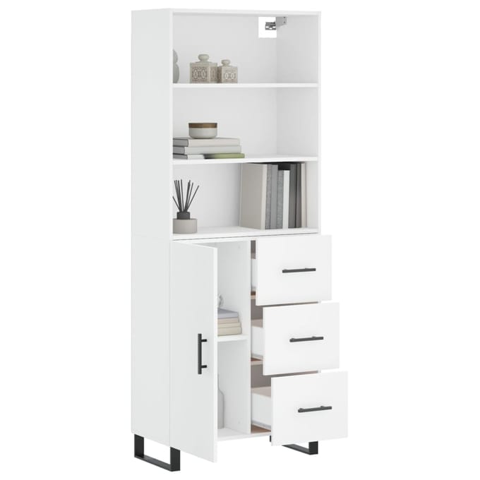 vidaXL - Hoge - kast - 69,5x34x180 - cm - bewerkt - hout - wit
