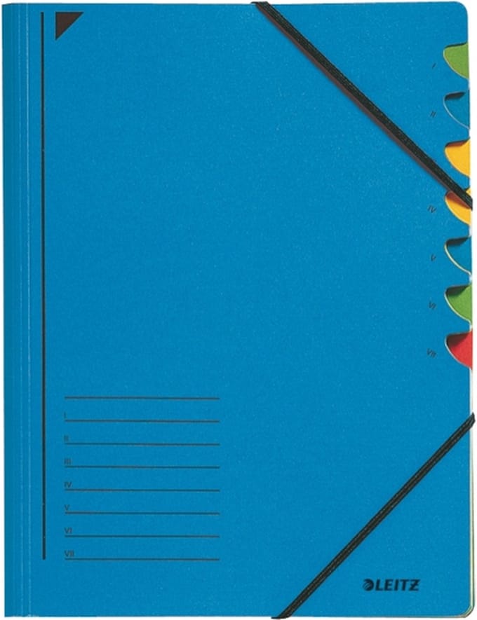 Sorteermap leitz 7vaks karton blauw | 5 stuks