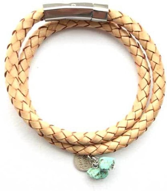 Heaven Eleven - dames - armband - naturel - wikkel - turquoise - trukoois - 2mm - 17cm