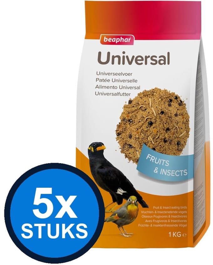 5x Beaphar - universeelvoer 1kg - Vogelvoer - 1 kg