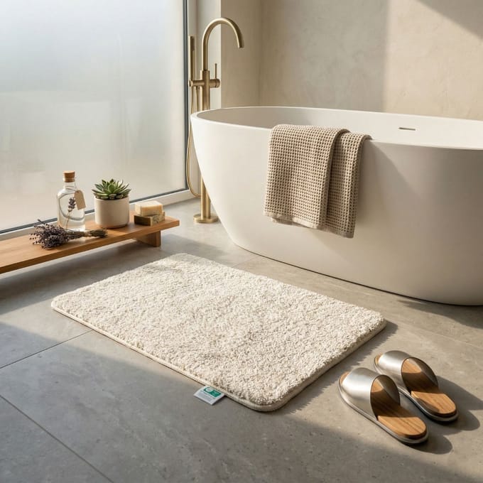 FLOORDIREKT Badmat - Sky Soft - Douchemat - Anti-Slip - Crème - 60 x 100 cm